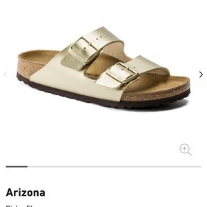 Birkenstock Arizona Birko-Flor gold sandals. Size 37 Never Worn.